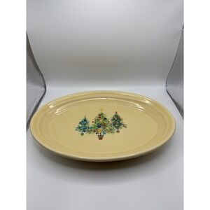 Fiesta Yellow Oval Platter Christmas Trees Holiday Serving Dish 9"